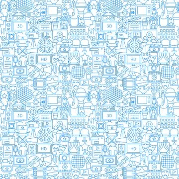 Cinema White Line Seamless Pattern Stock Illustration