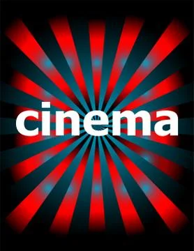 Cinema word on digital screen. information concept . Motion rays on abstract  Stock Illustration