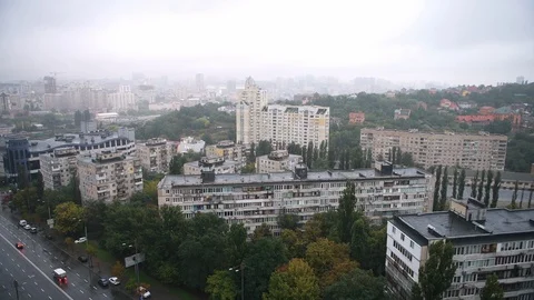 Cinemagraph aerial high angle view of Shevchenkivskyi district in Kiev Ukraine Stock Footage 121065588