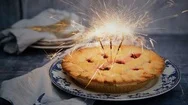 Cinemagraph Of Apple Pie With Sparklers Stock Footage