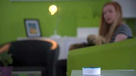 Cinemagraph: Asking Smart Home Tech To  Turn Lights Off Stock Footage 106943120