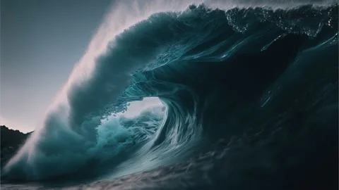 Cinemagraph of big blue moving wave Stock Footage 226200008
