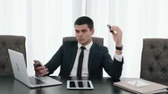 Cinemagraph Businessman With A Spinner, Confident Director With Spinner Fidget Stock Footage