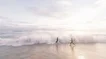 Cinemagraph Of Children Running To Waves On Beach On Vacation Stock Footage