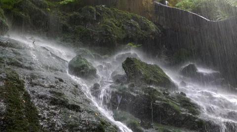 Cinemagraph of Close-up of bottom of a waterfall.4k Stock Footage 68969113