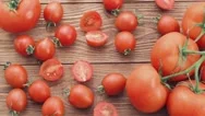 Cinemagraph - Close-Up Of Fresh, Ripe Tomatoes On Wooden Background. Stock Footage