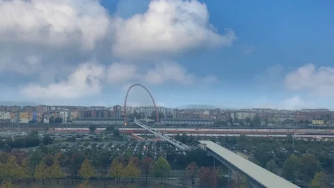 Cinemagraph - Clouds floating over the industrial urban landscape on autumn day Stock Footage 100779710