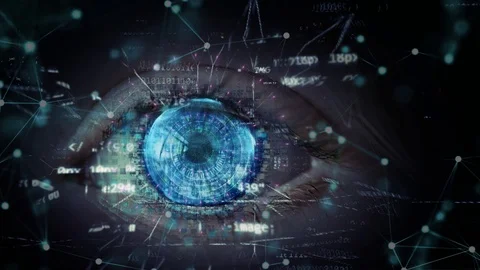 Cinemagraph of computer digital eye scan technology Stock Footage