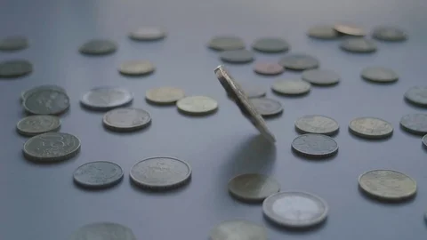 Cinemagraph Cryptocurrency Bitcoin Spining in Slow Motion Euro Stock Footage 81504043