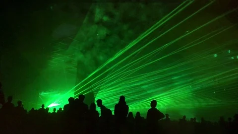 Cinemagraph - green laser rays at a party. Psychedelic effect Stock Footage 100777918