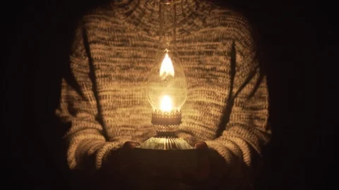 Cinemagraph Holding Lantern In Hands Stock Footage 104655874