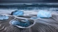 Cinemagraph Of Ice Blocks On Beach In Iceland Stock Footage