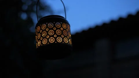 Cinemagraph - Lantern  with burning light at night . Stock-Footage 91181848