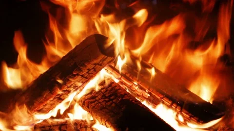 Cinemagraph logs burning in fireplace. Video stock 71412437