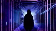 Cinemagraph Of Man Standing In Light Tunnel Stock Footage