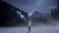 Cinemagraph Of Man Star Gazing In Yosemite On Winter Night Stock Footage