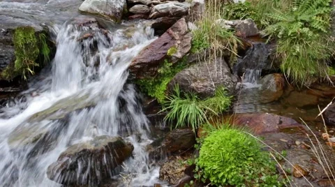 Cinemagraph of mountain river with waterfalls static and in motion. Stock Footage 63335514