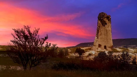 Cinemagraph parallax effect of sunset clouds and sky behind Cappadocia Stock Footage 109669910