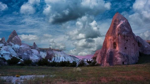 Cinemagraph parallax effect of time lapse clouds behind Cappadocia Turkey Stock Footage 109669782