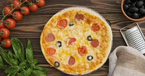 Cinemagraph - Pizza. Top view. Motion Photo. Stock Footage 112638556