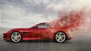 Cinemagraph Of Red Speeding Sports Car Stock Footage