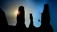 Cinemagraph Of Rock Climbing With Night Sky Stock Footage