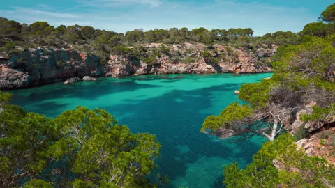 Cinemagraph seamless video loop of beautiful seaside bay beach Cala Pi on Stock Footage 240688324