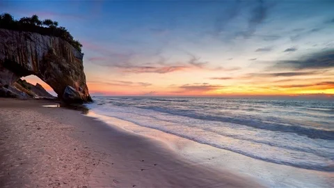Cinemagraph of sunset at the Tusan Beach. Stock Footage 80184756