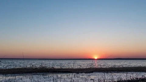 Cinemagraph Time Lapse Of Sunset Over The Lake Stock Footage 74142218