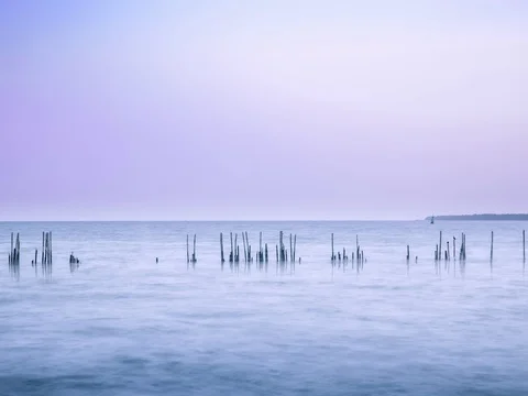 Cinemagraph timelapse, minimal style landscape in dusk, abstract background. Stock Footage 80921032