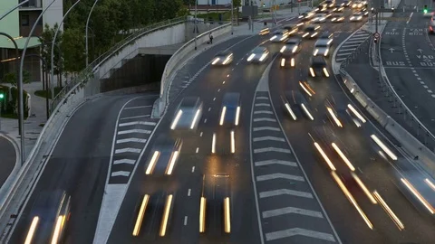 Cinemagraph of traffic scene  at dusk. Stock Footage 76738973