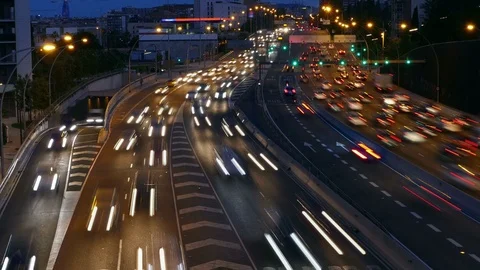 Cinemagraph of traffic scene  at dusk. Stock Footage 76745791