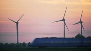Cinemagraph Train Wind Turbines Rural Landscape Sweden Power Global Warming Stock Footage