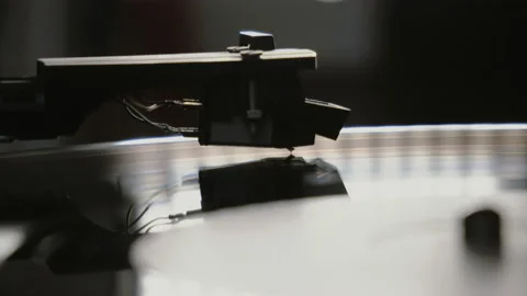 Cinemagraph vinyl record is spinning. Old retro turntable stylus on a record Stock Footage 140026411