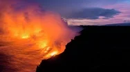 Cinemagraph Of Volcano Erupting By Ocean In Hawaii Stock Footage