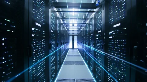 Cinemagraphic Concept of: Activation of Data Center. Animated Digitalization Stock Footage 97571406