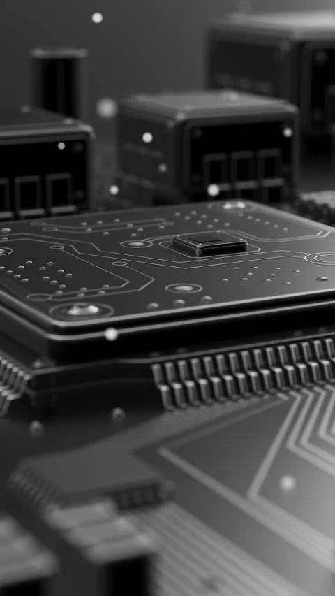 Cinematic 3D animation of a futuristic CPU. Stock Footage 337337440