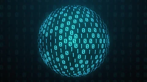 Cinematic 3D Binary Data Globe Animation for Cybersecurity and AI Concepts. 4K Stock Footage 332564717