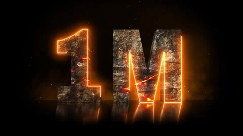 Cinematic 3D Lava Rock 1M Milestone Title Reveal Stock Footage 341123967