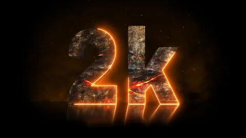 Cinematic 3D Lava Rock 2K Milestone Title Reveal Stock Footage 340900756