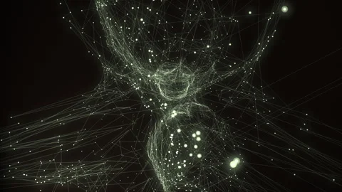 Cinematic 3D Neural Network and Artificial Intelligence Brain Stockbeeldmateriaal 331493790