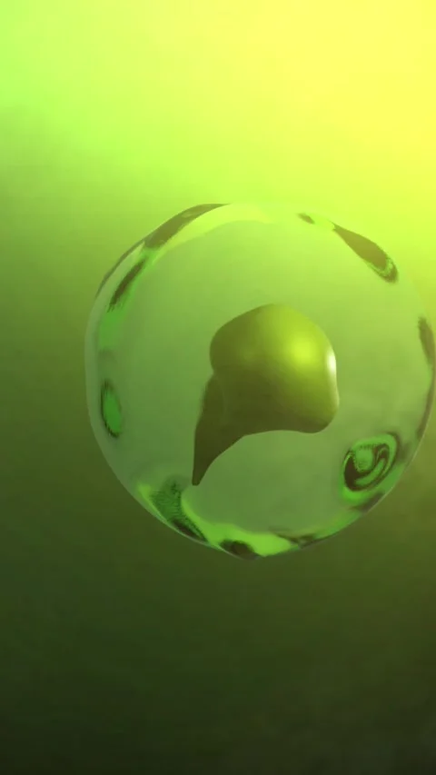 Cinematic 3D Tadpole Eggs Floating in Pond Lake or Puddle - ALT - Vertical Stock Footage 340933091