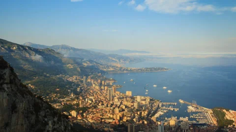 Cinematic 4K evening time lapse of Monaco, Monte Carlo, with clouds Stock Footage 38242418