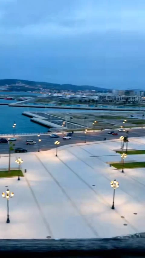 ​Cinematic 4K+ Panoramic Sunset Over Tangier Corniche and Port Morocco Video stock 327368091
