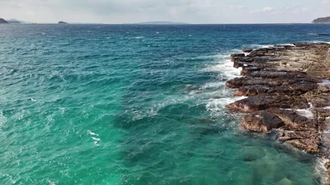 Cinematic 50 Second Sea Waves Japan Relaxing Natural Ocean View Stock Footage 336675107