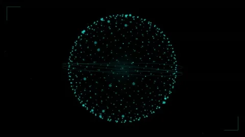 Cinematic abstract global data visualization sphere with glowing particles .. Stock Footage 346005218