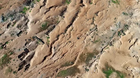 Cinematic aerial bird eye drone view of land in Lanzarote - Canary islands Stock Footage 327651237