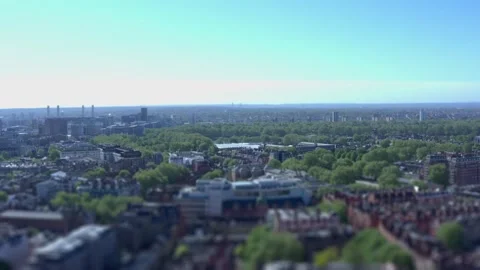 Cinematic aerial drone shot capturing the South West London skyline in bright 스톡 동영상 334557563
