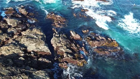 Cinematic Aerial Drone View of Waves Crashing Stock Footage 334836386