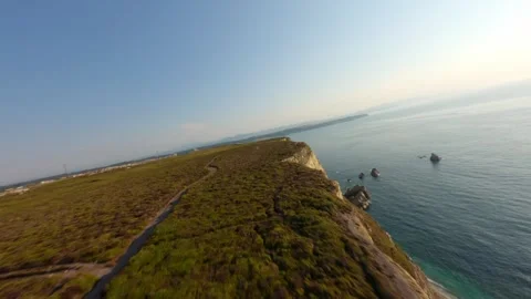 Cinematic Aerial Flight Over Cabo Penas Cliffs In Asturias Spain Vídeos de archivo 340347680